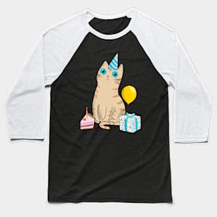 Intense Gaze Birthday Cat Baseball T-Shirt